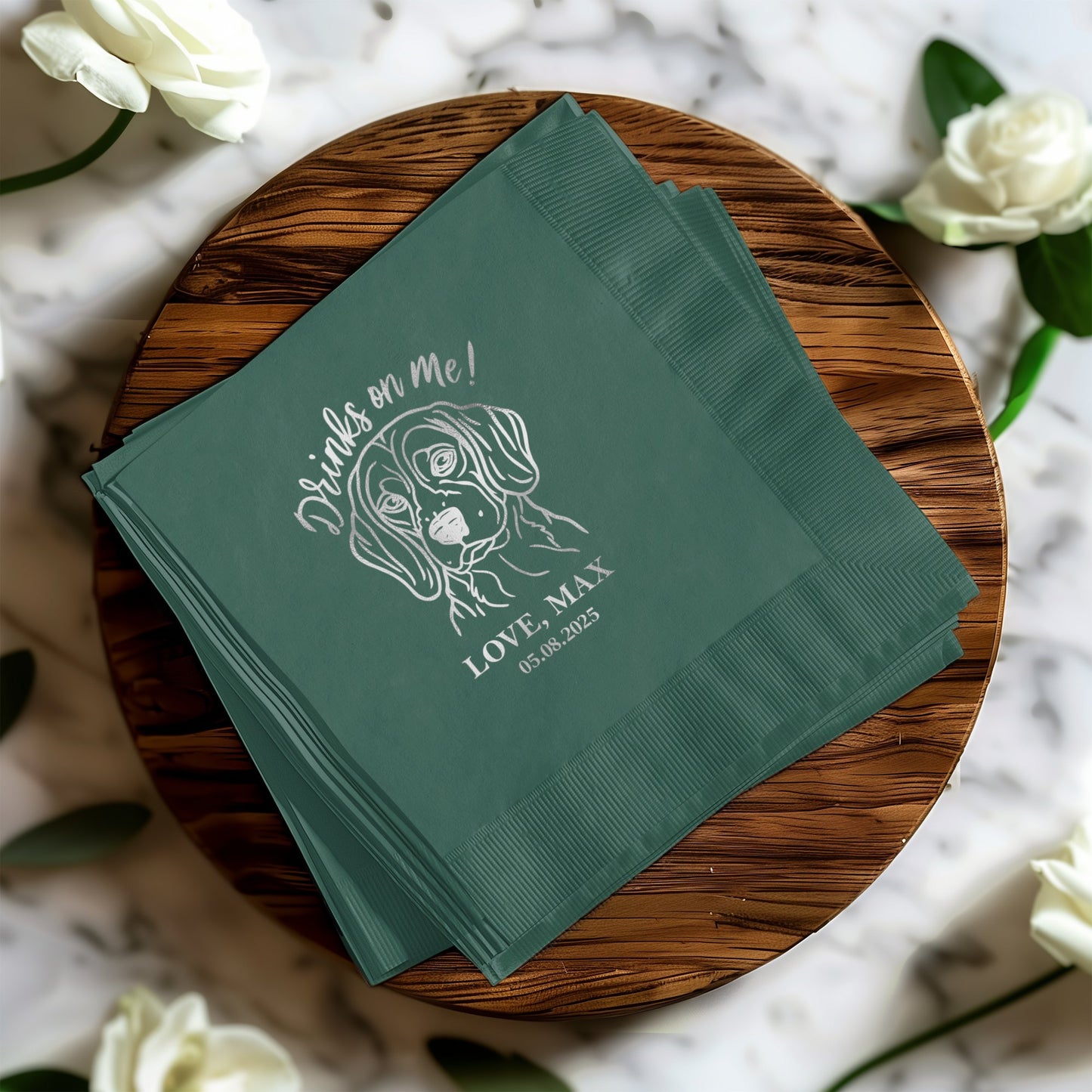 Personalized Drinks On Me Dog Design Napkin product type