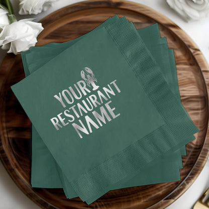 Custom Printed Restaurant Name Green Napkins product type