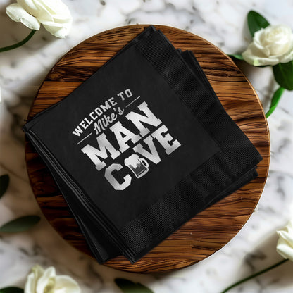Welcome To Mike's Man Cave Black Napkins product