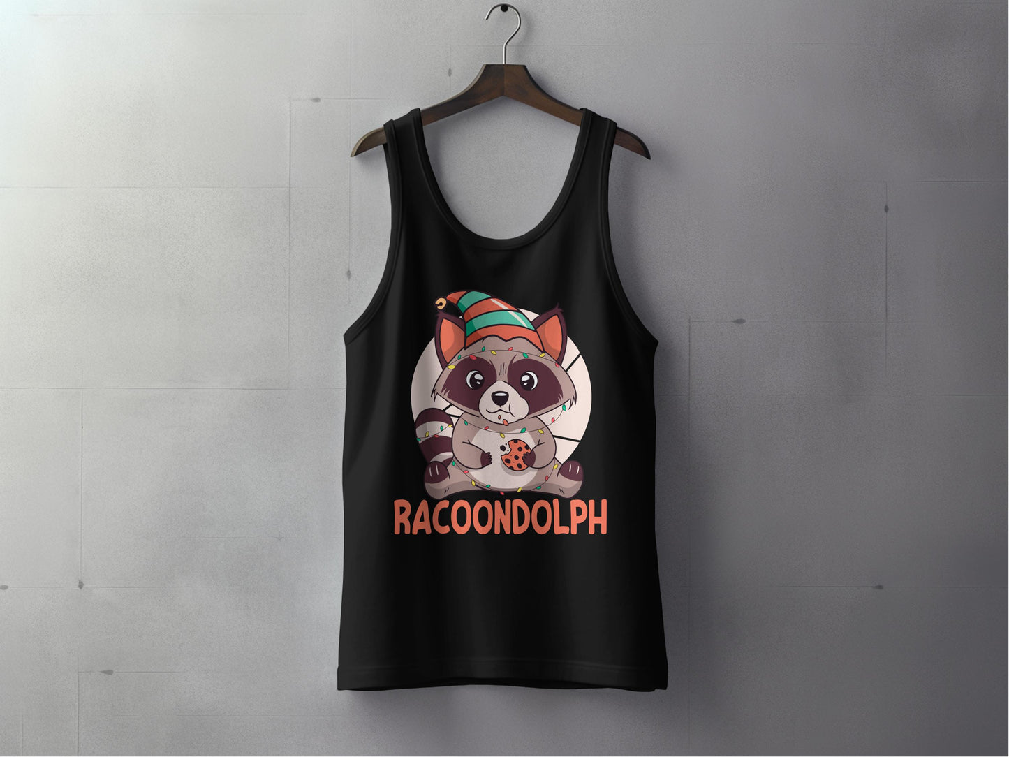 Cute Raccoondolph Design Black Tank Top product