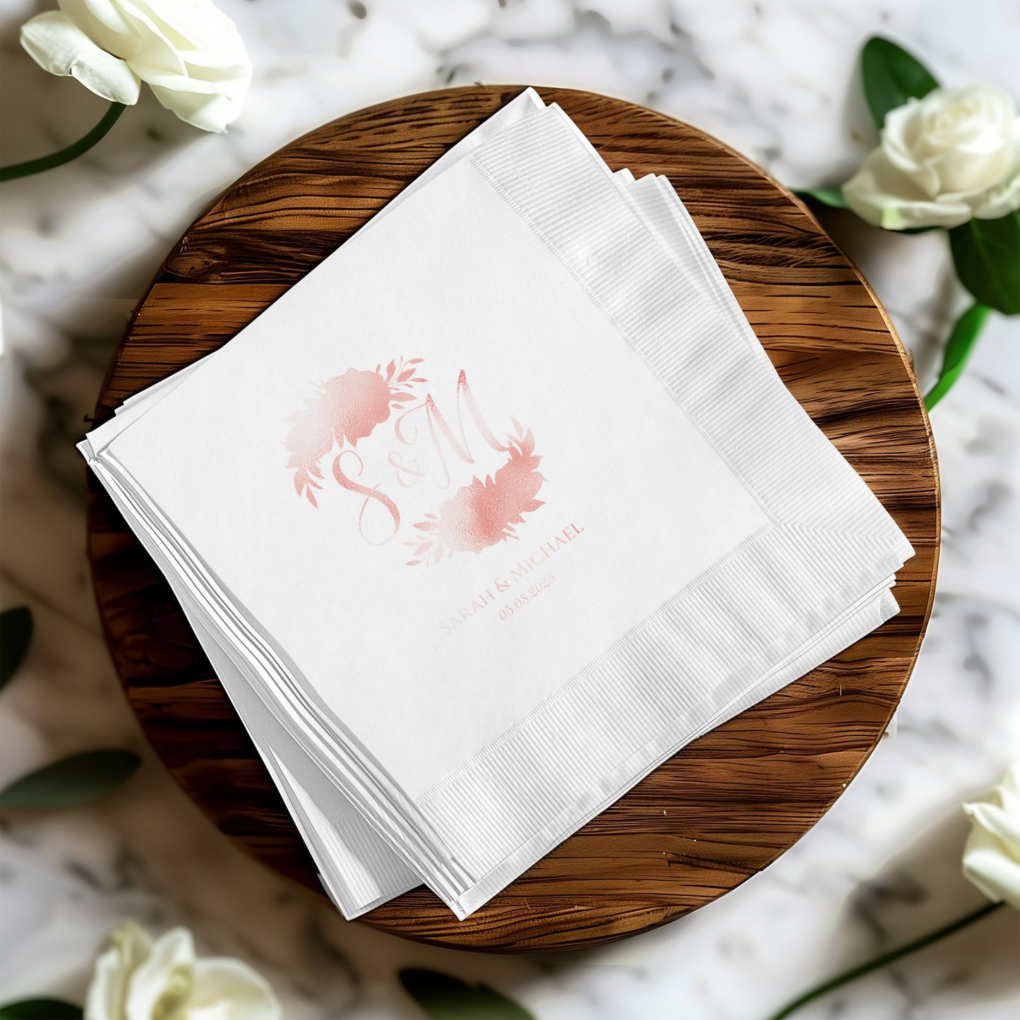 Elegant Personalized Wedding Napkins S&M Product