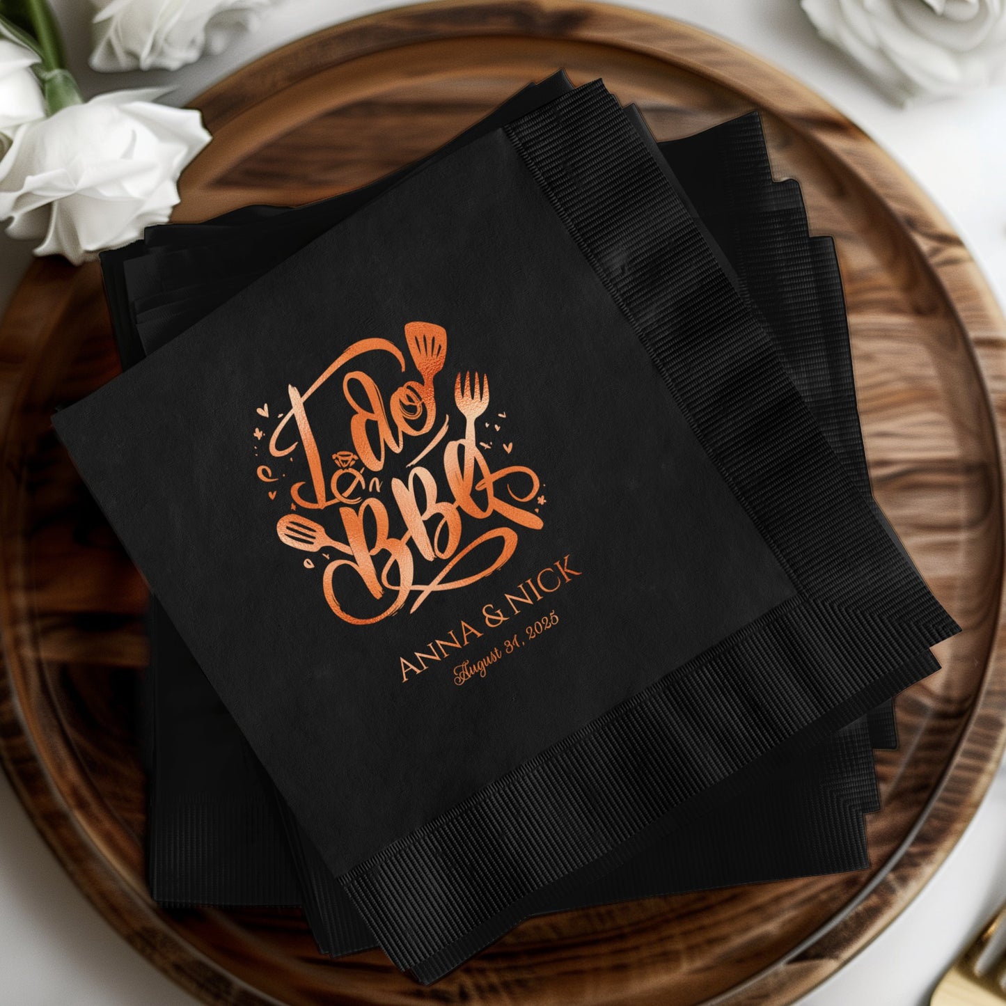 Custom Black Wedding Napkin Party Favors product