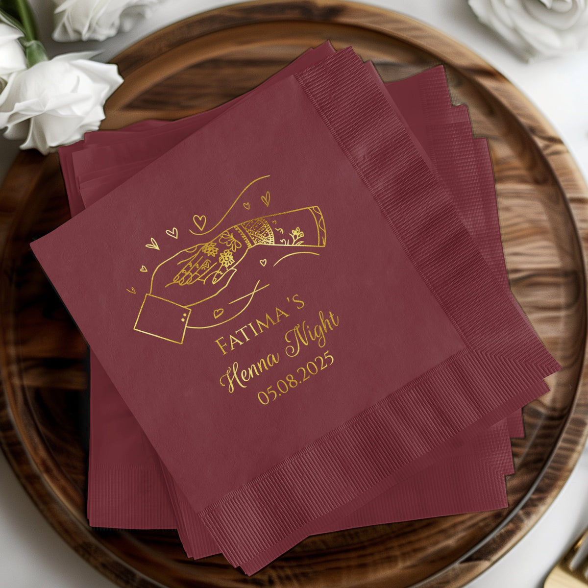 Elegant Custom Printed Henna Night Napkins Party product