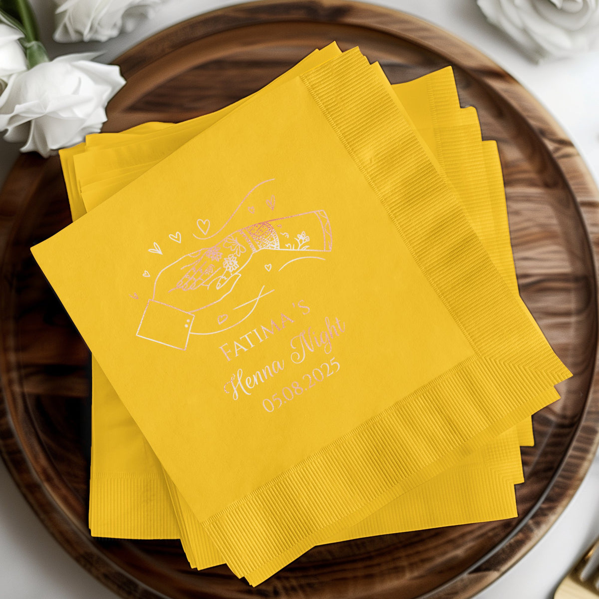 Personalized Yellow Henna Night Event Napkin product type