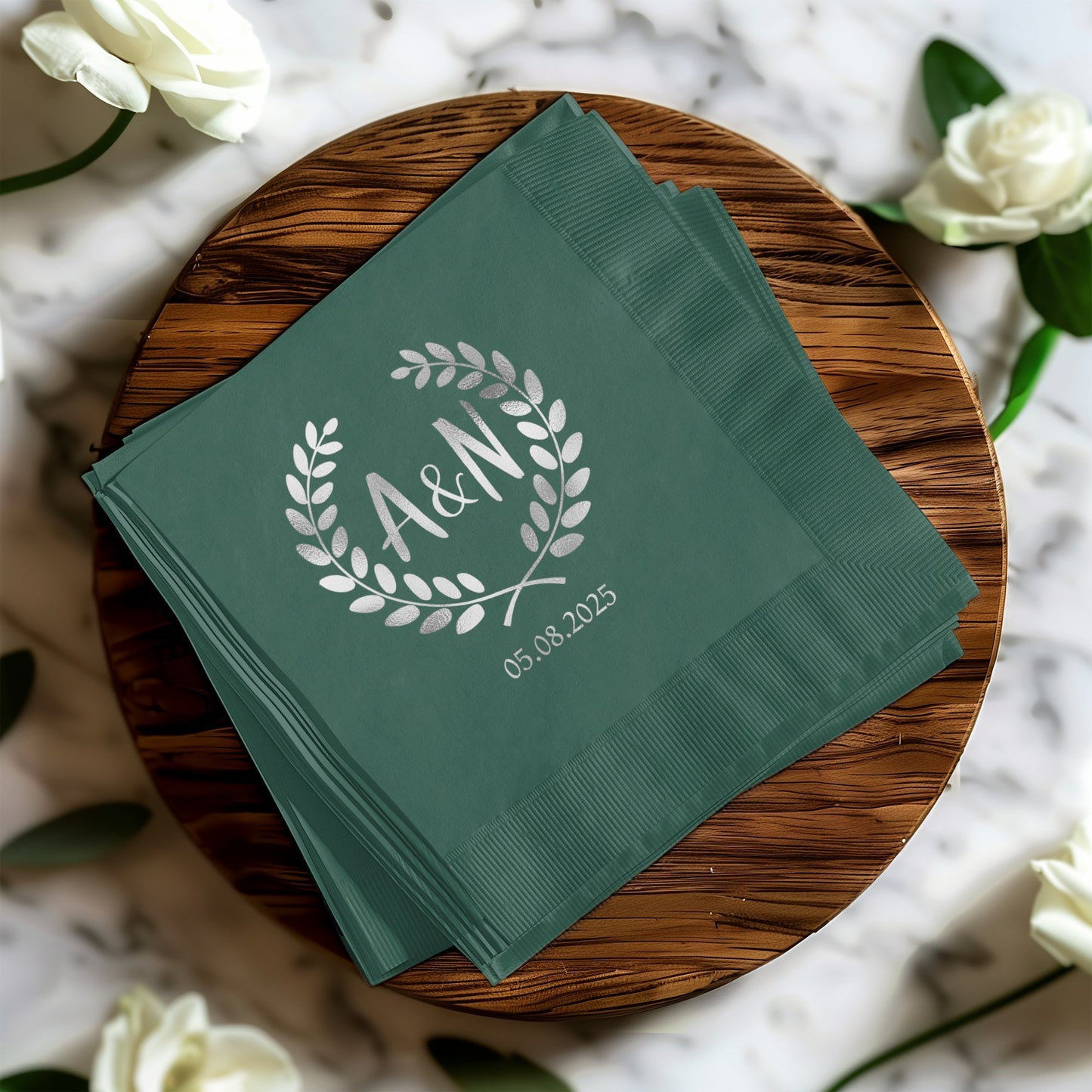 Personalized Green Wedding Napkin Product