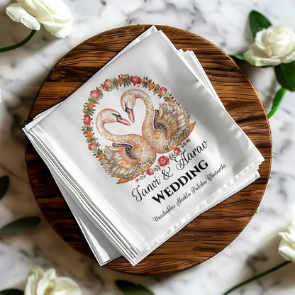 Customized Wedding Napkins Swans Themed Linen product