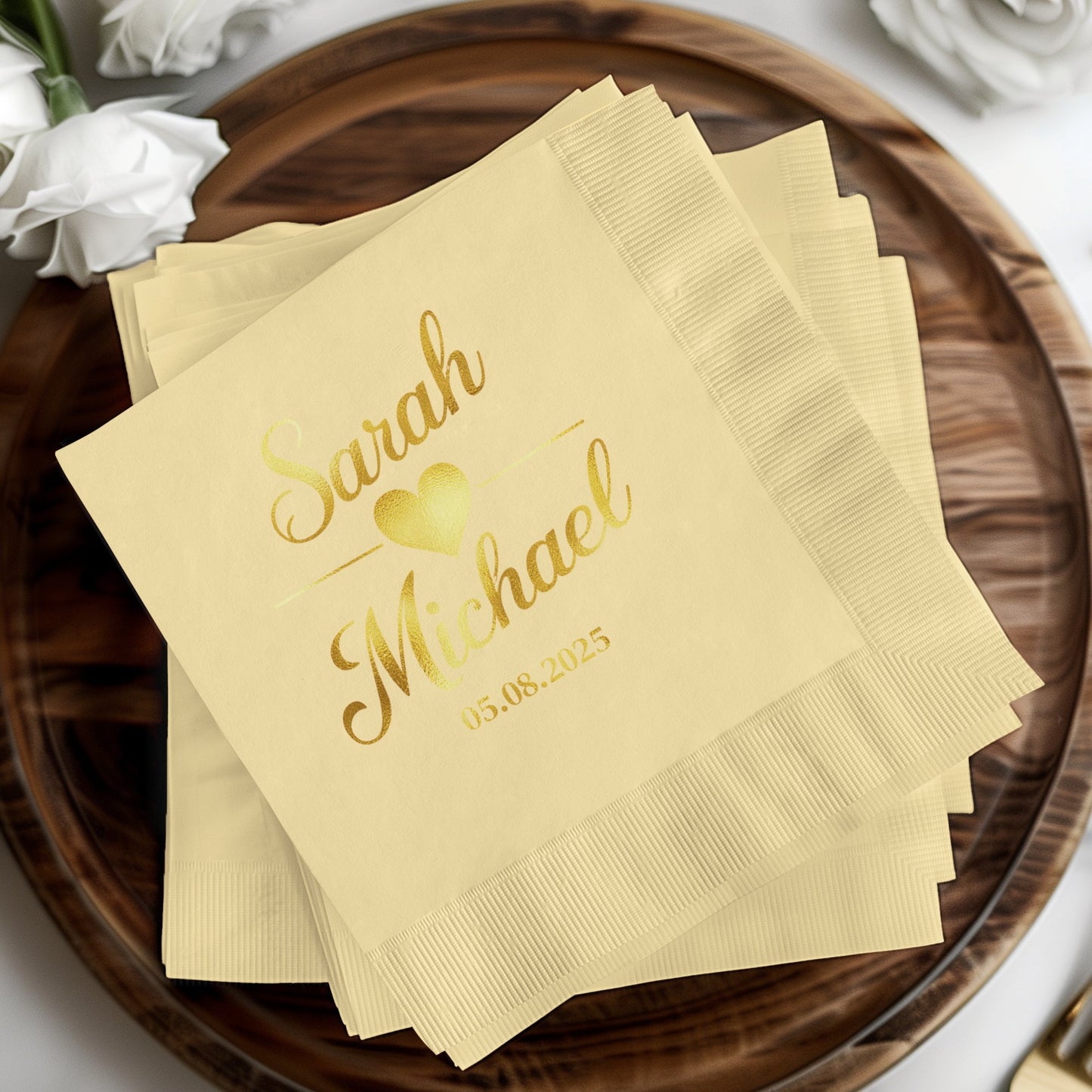 Personalized Wedding Date Napkins Beautiful Product