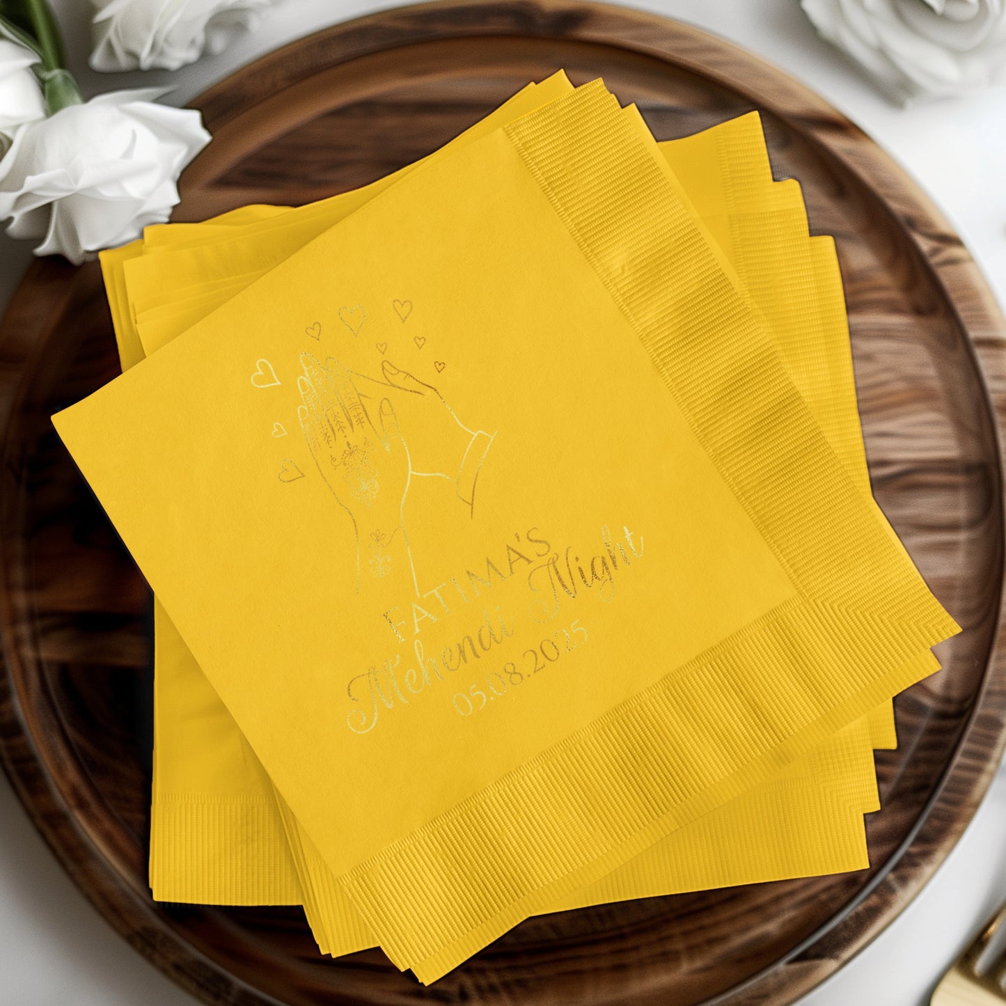 Personalized Yellow Wedding Napkins product type