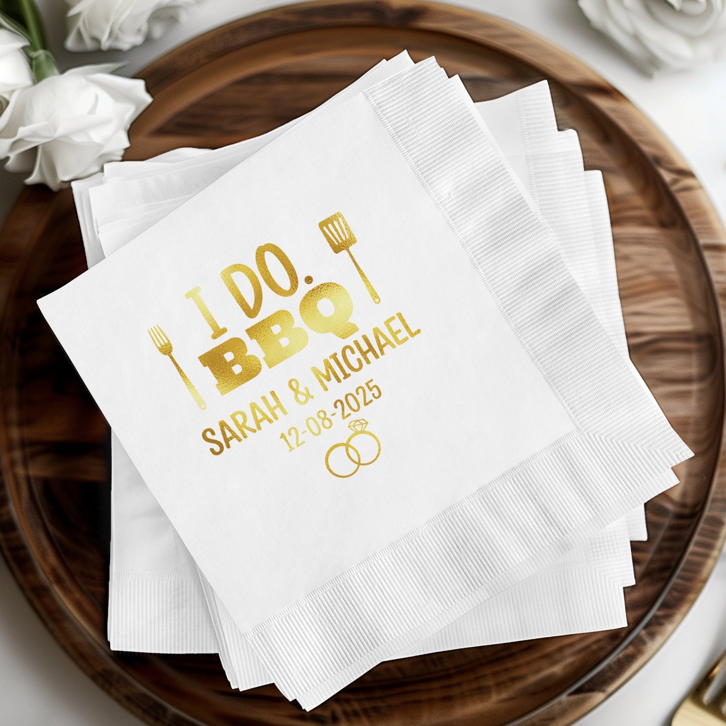 BBQ Gold Custom Print Wedding Napkins product