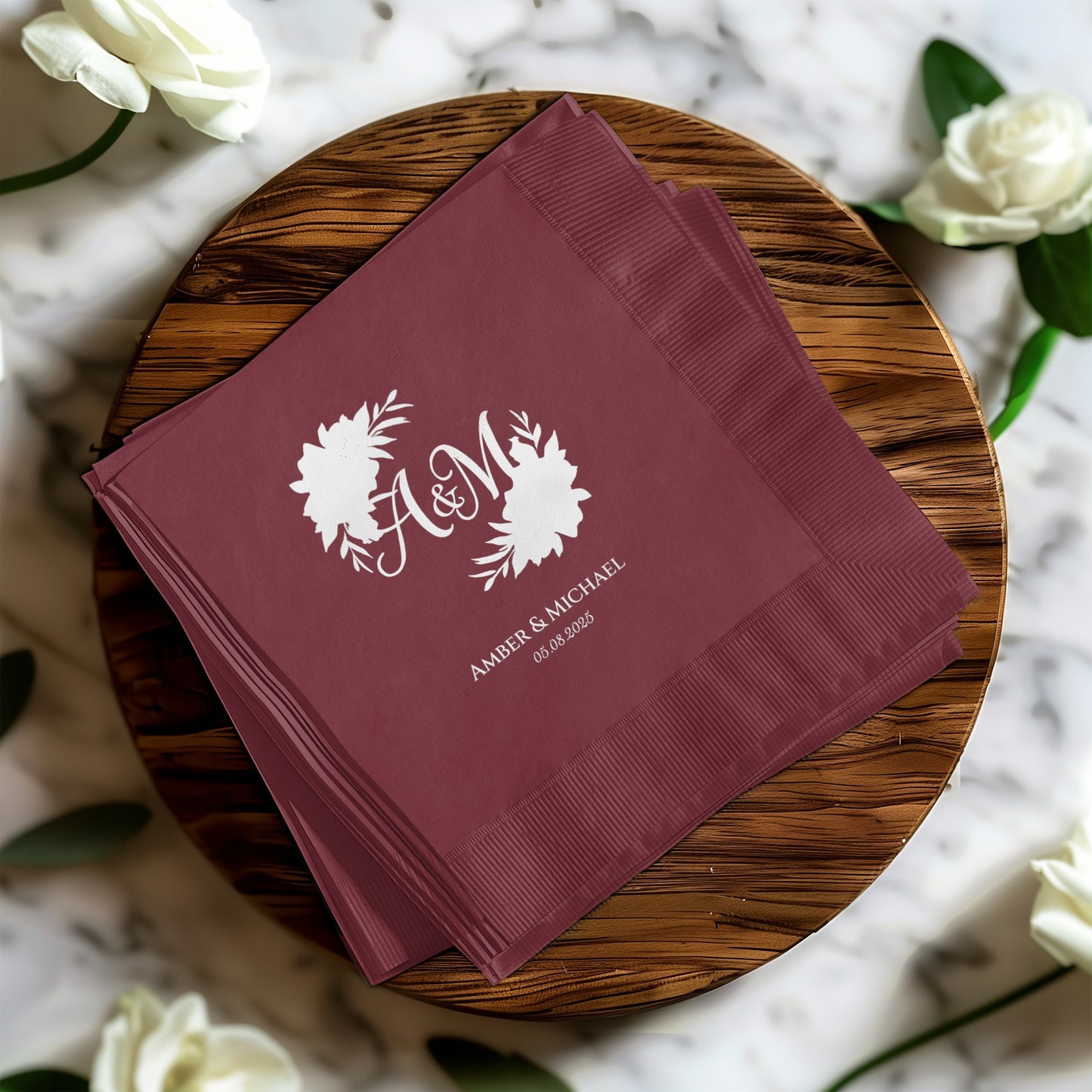 Personalized Wedding Monogram and Date Napkin product