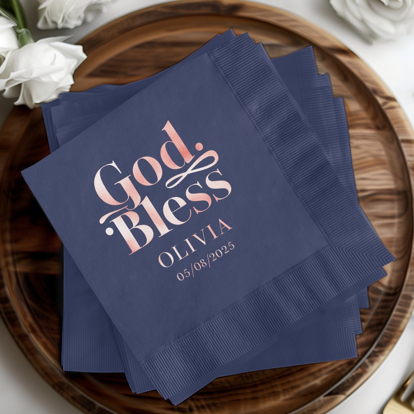 Personalized God Bless Olivia 05/08/2025 napkin product type
