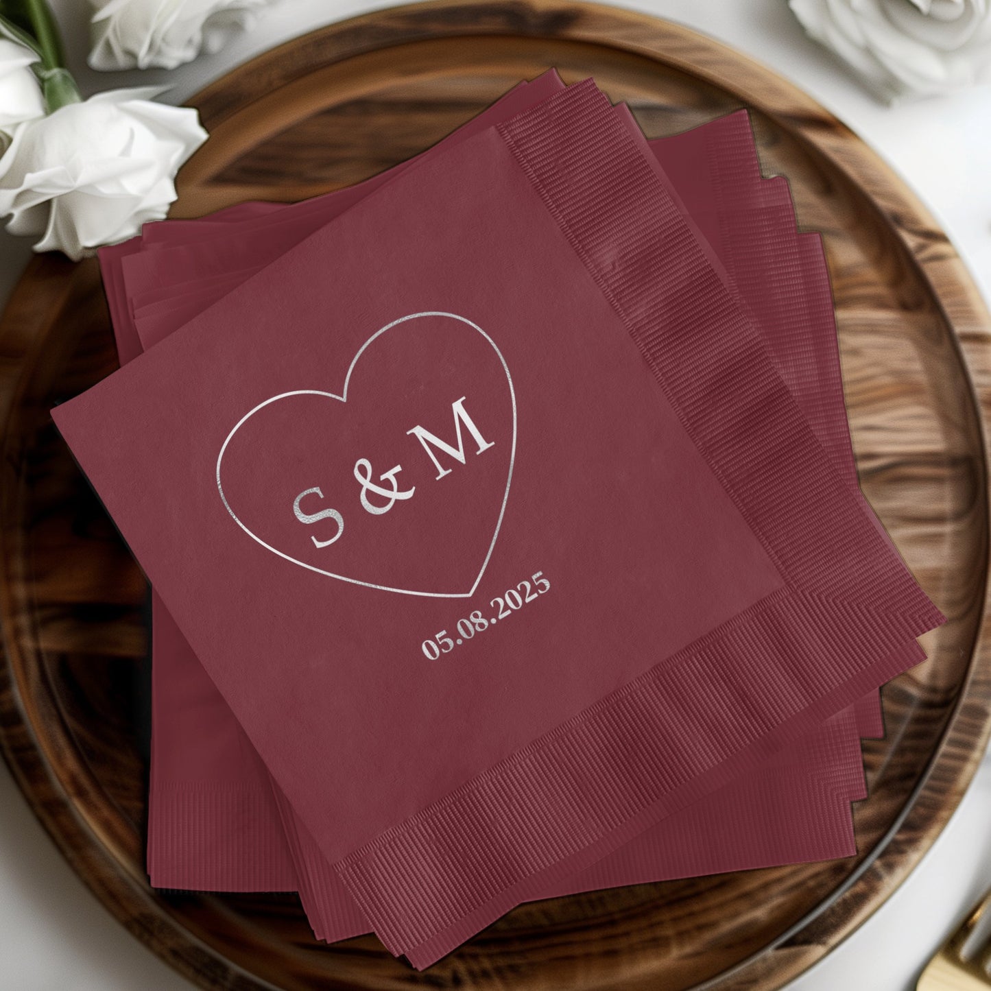Custom Heart Initial Date Party Napkins product