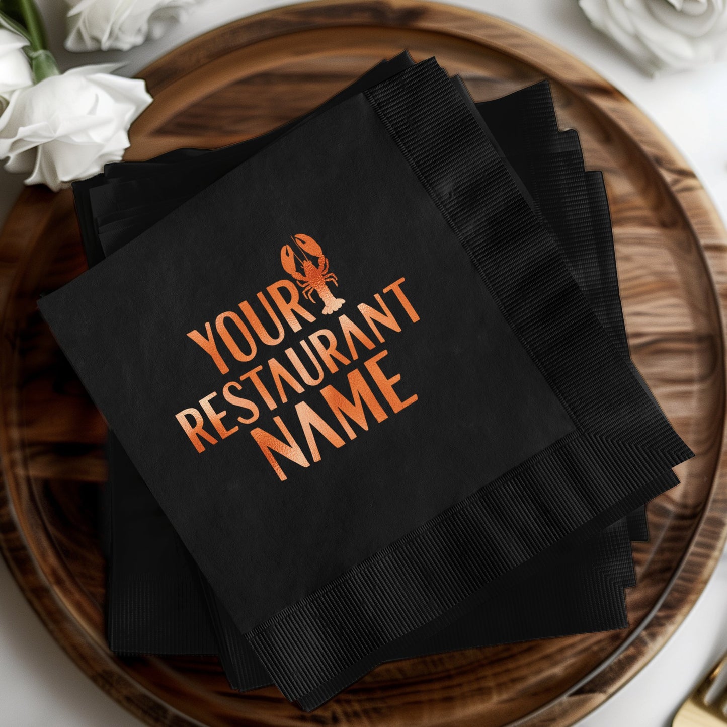 Custom Black Napkins with Personalized Restaurant Product