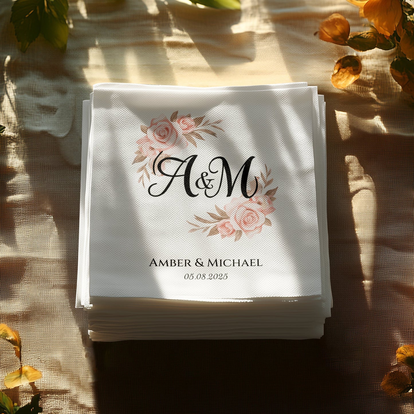 Personalized Wedding Monogram Napkins Custom Party product