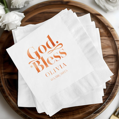 God Bless Personalized Napkin Product