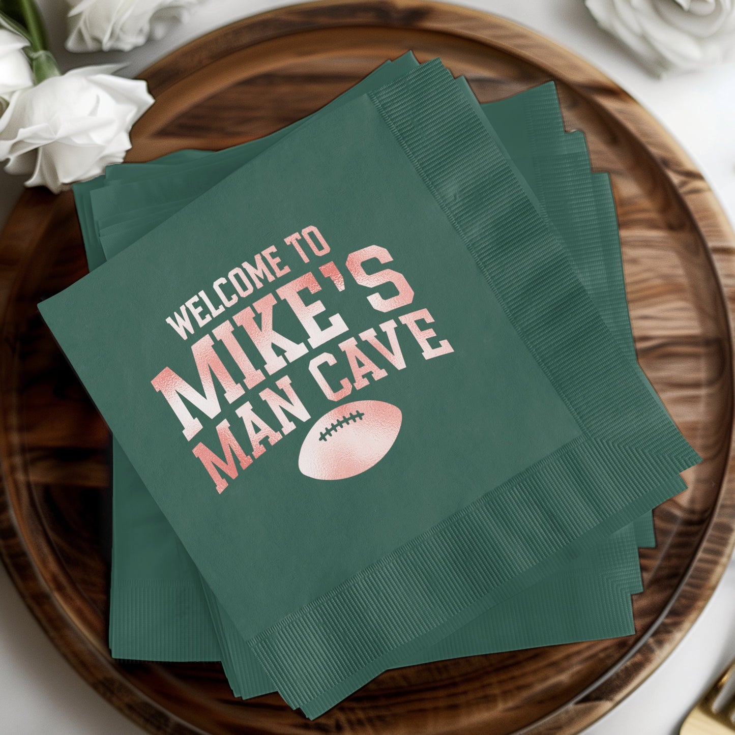 Welcome to Mike's Man Cave Football Napkin product type