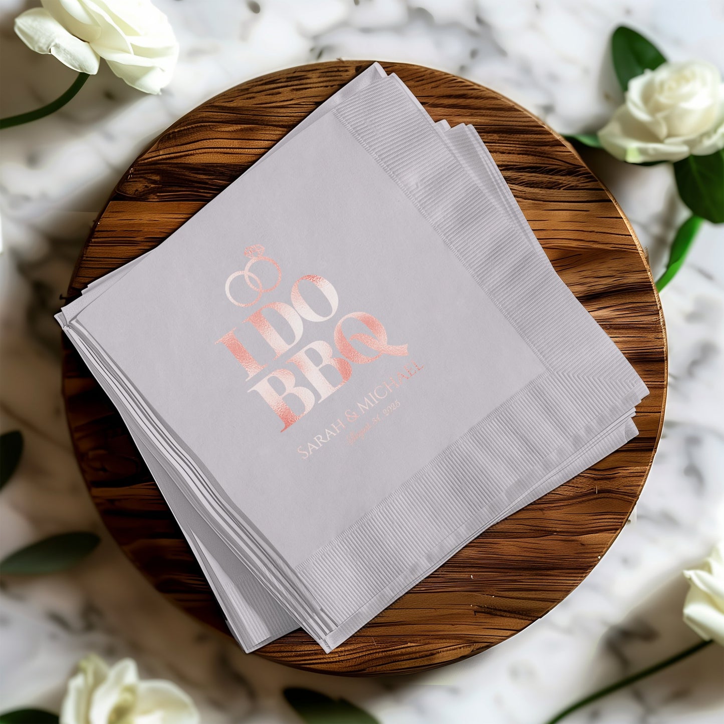 I Do BBQ Personalized Wedding Cocktail Napkins product