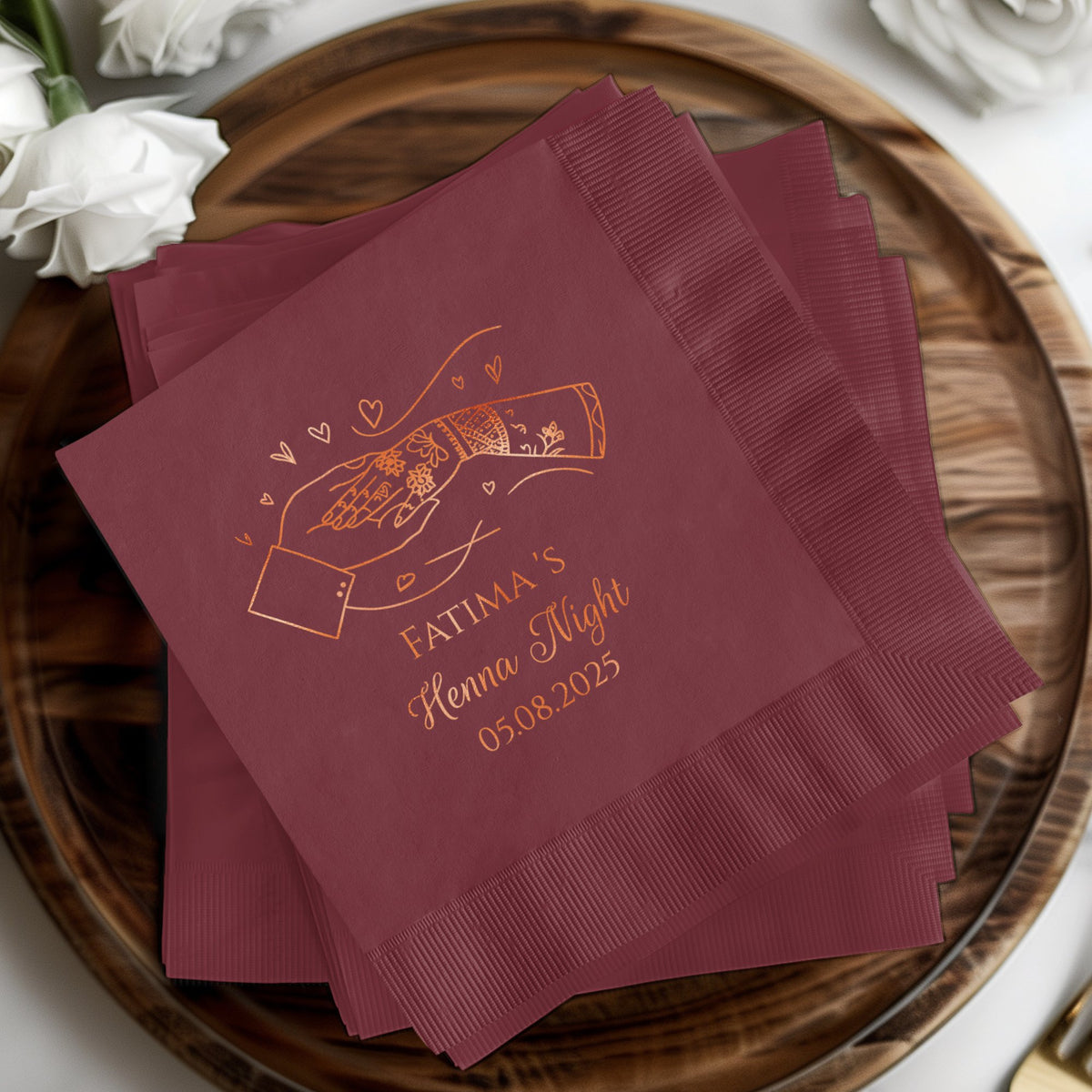 Personalized custom napkins for Henna Night product