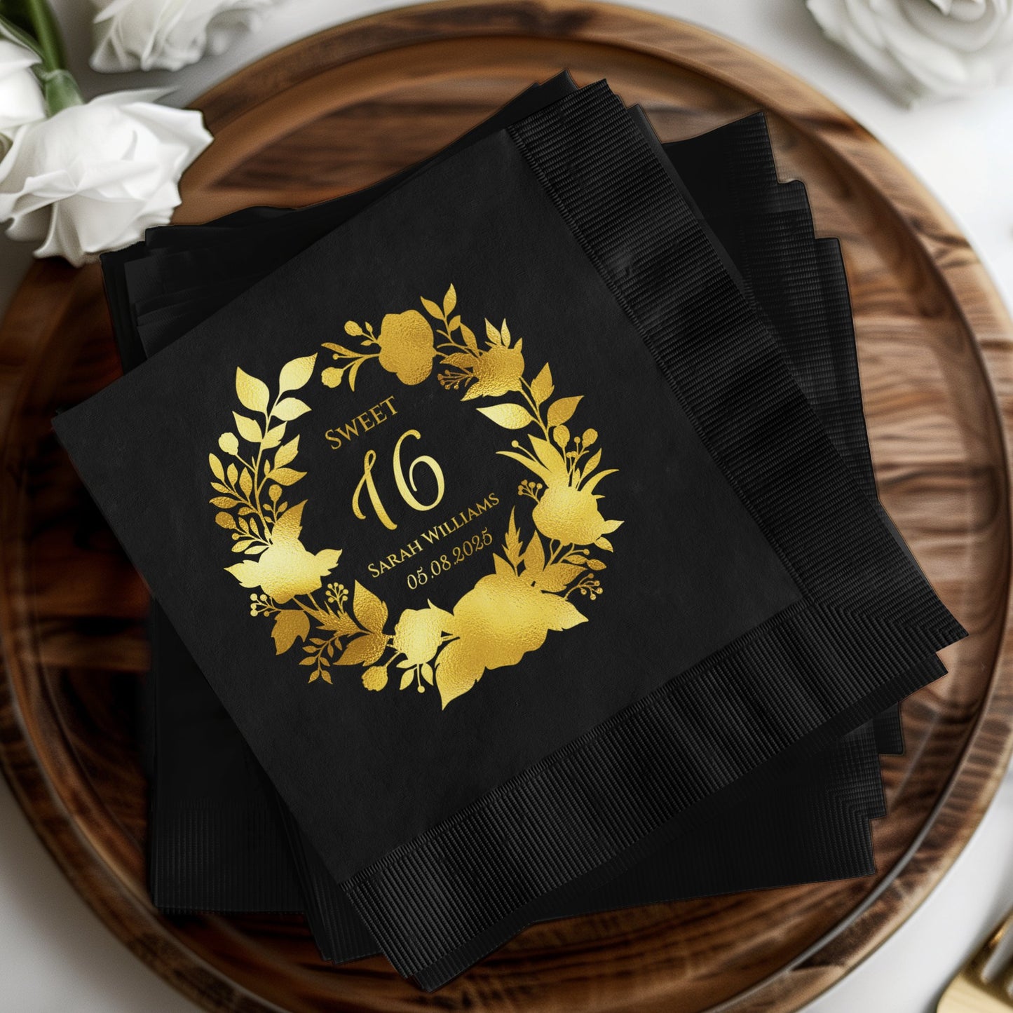 Elegant Sweet 16 Black Party Napkins product