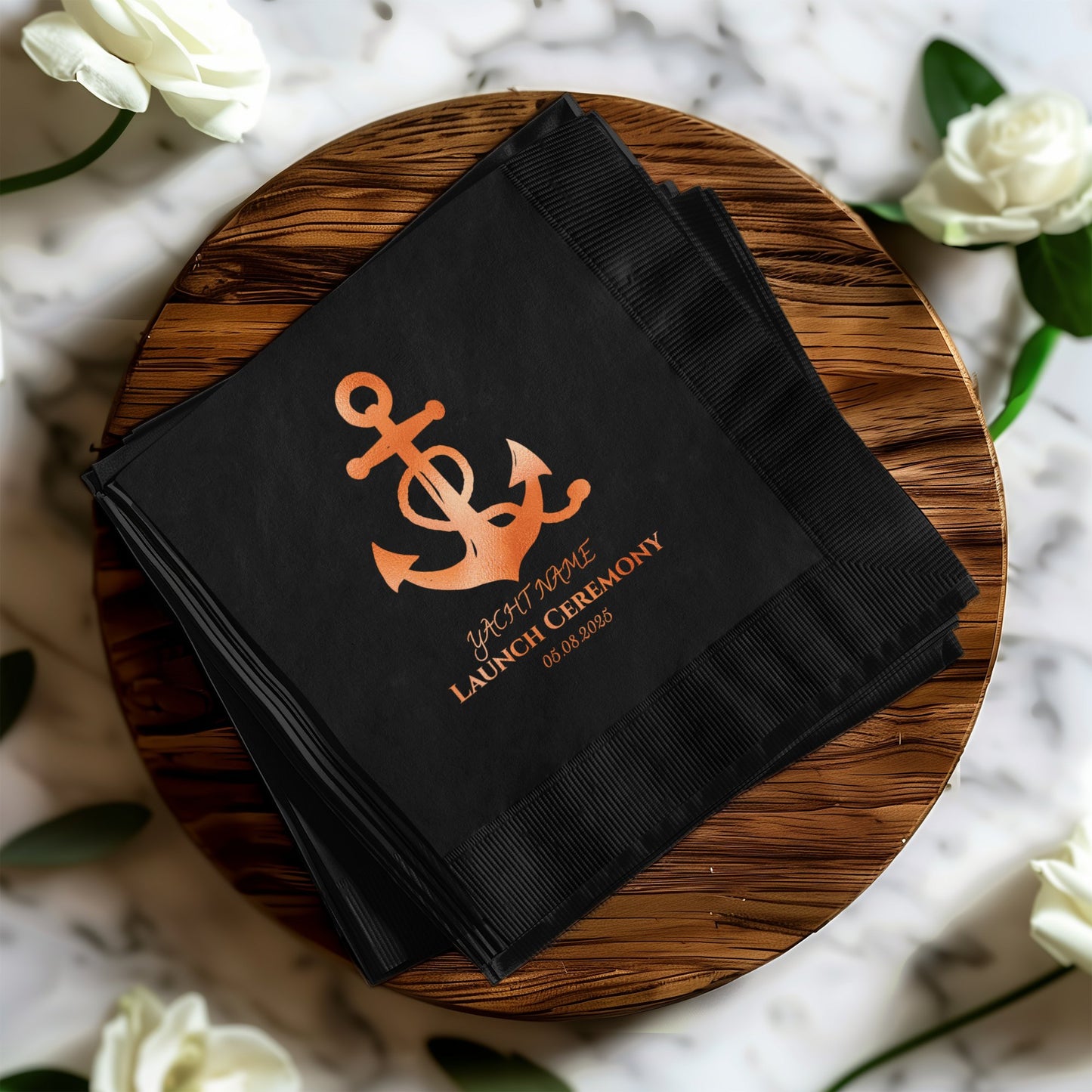 Yacht Name Launch Ceremony Date Napkin product type