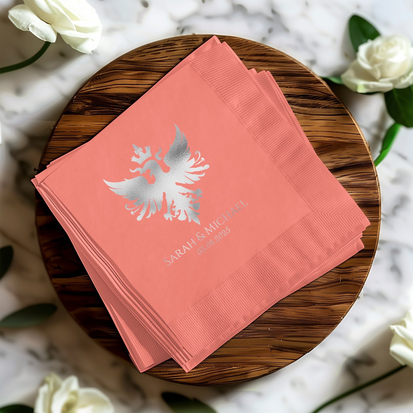 Personalized Wedding Date and Names Napkin product