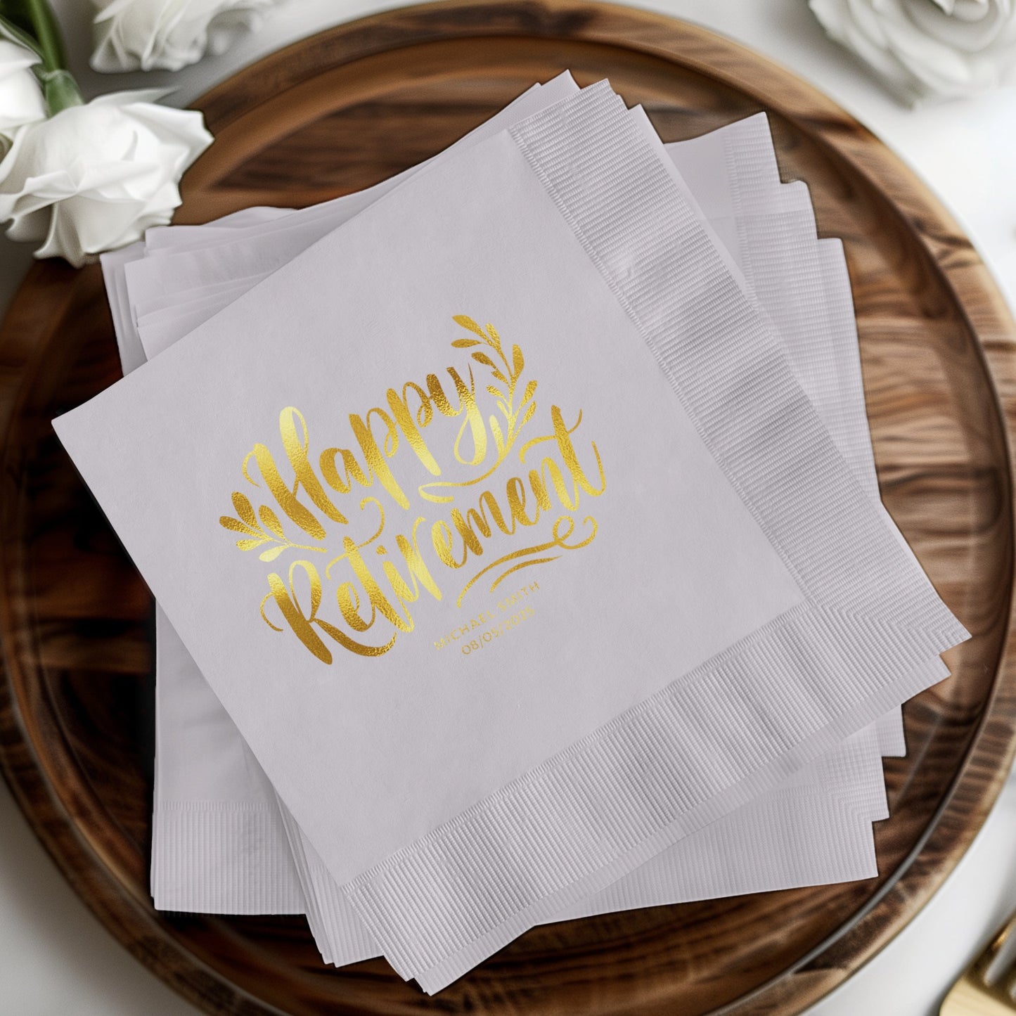 Happy Retirement Gold Foil Print Napkins product type