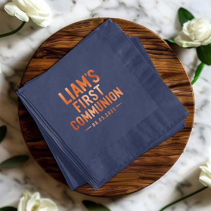 Custom Navy First Communion Napkins product