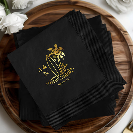 Elegant Personalized Black Wedding Napkins product