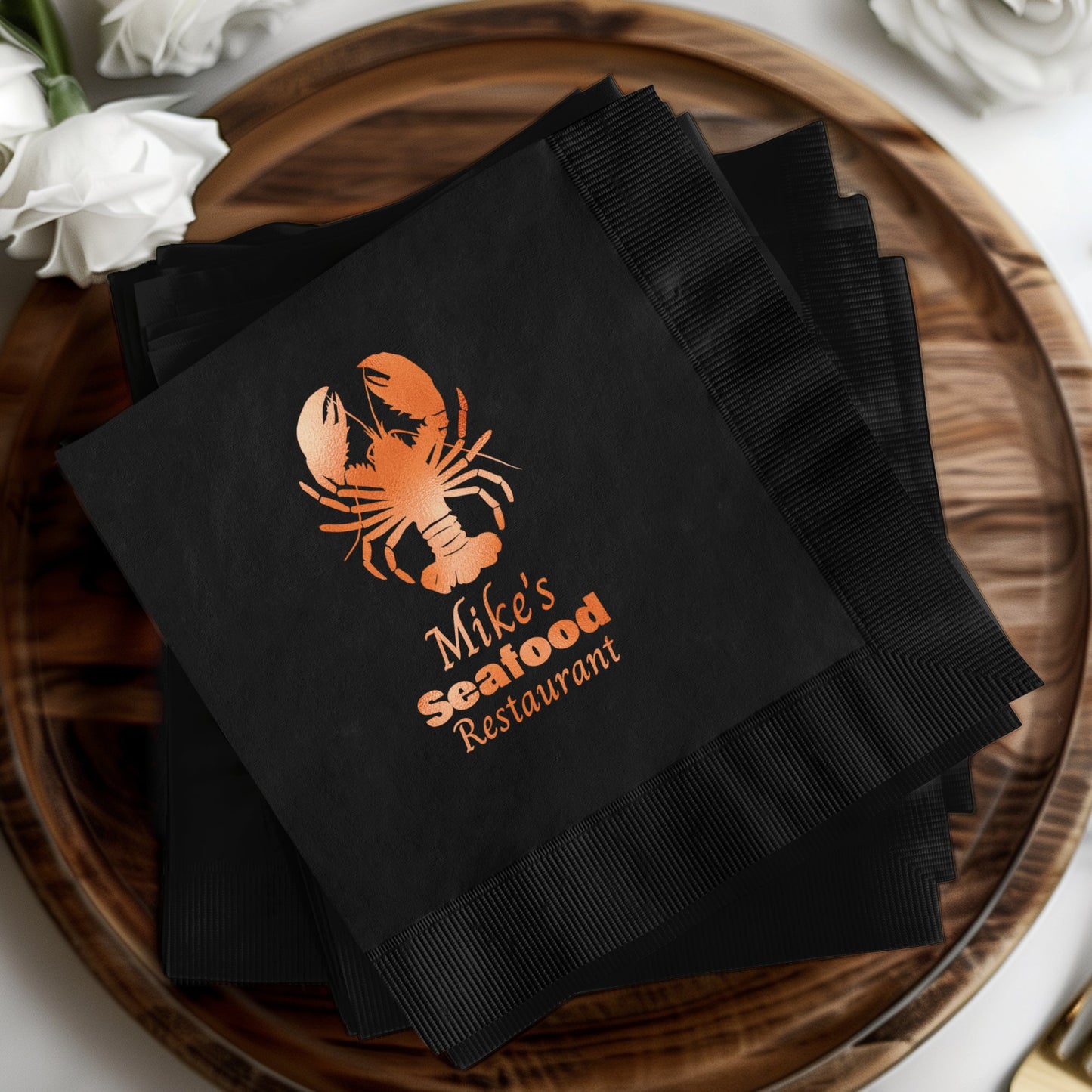 Mike's Seafood Restaurant Black Napkin product