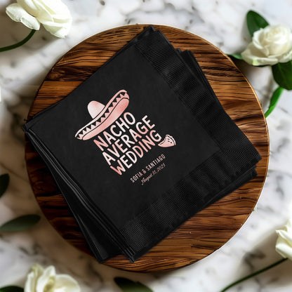 Nacho Average Wedding Custom Black Napkins product type