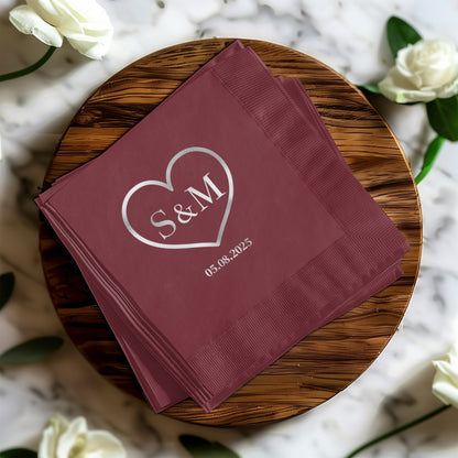 Personalized Heart Initials Napkins Product