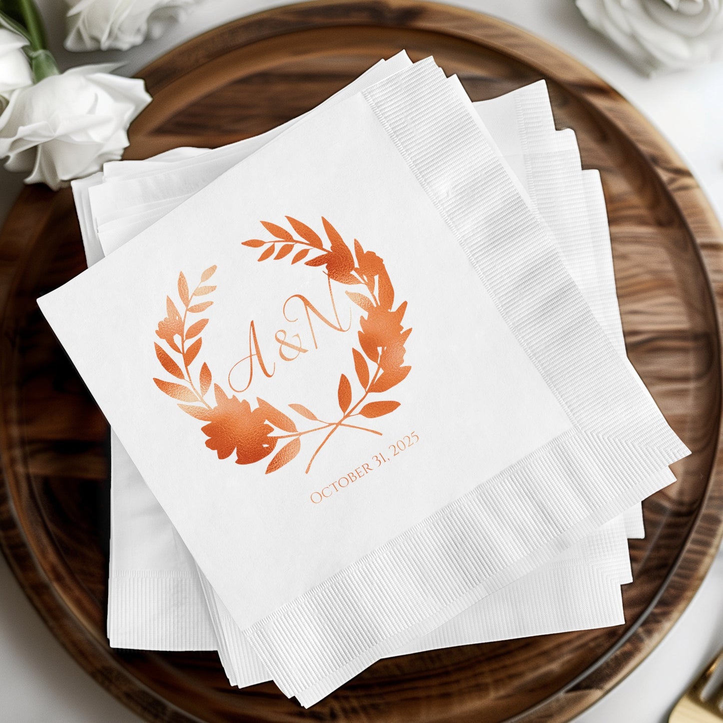 Elegant Personalized Wedding Napkin with Custom Date product type
