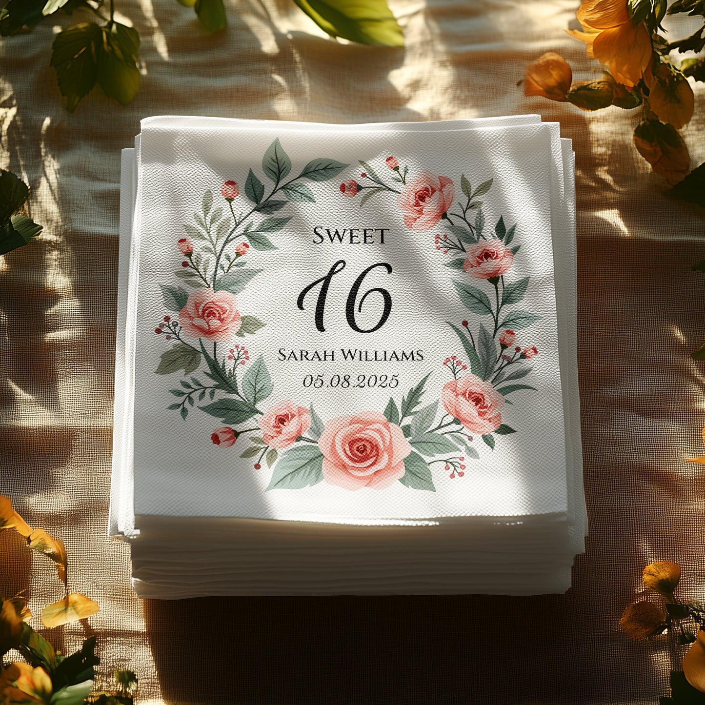 Sweet 16 Custom Floral Design and Personalized Product