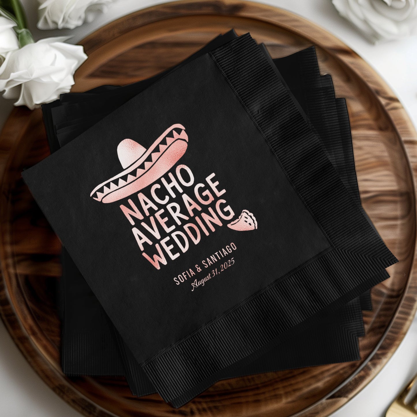 Nacho Average Wedding Custom Black Napkin product