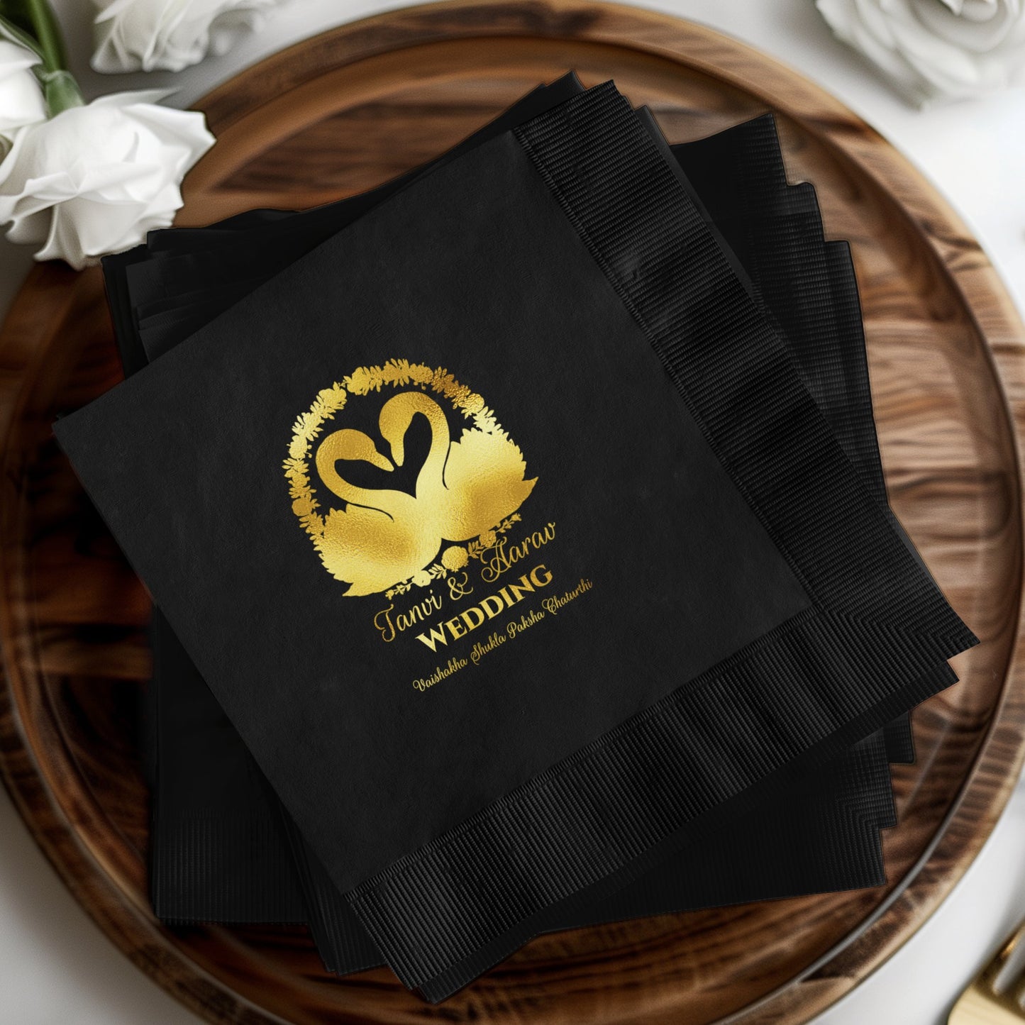 Personalized Elegant Black Wedding Napkin product