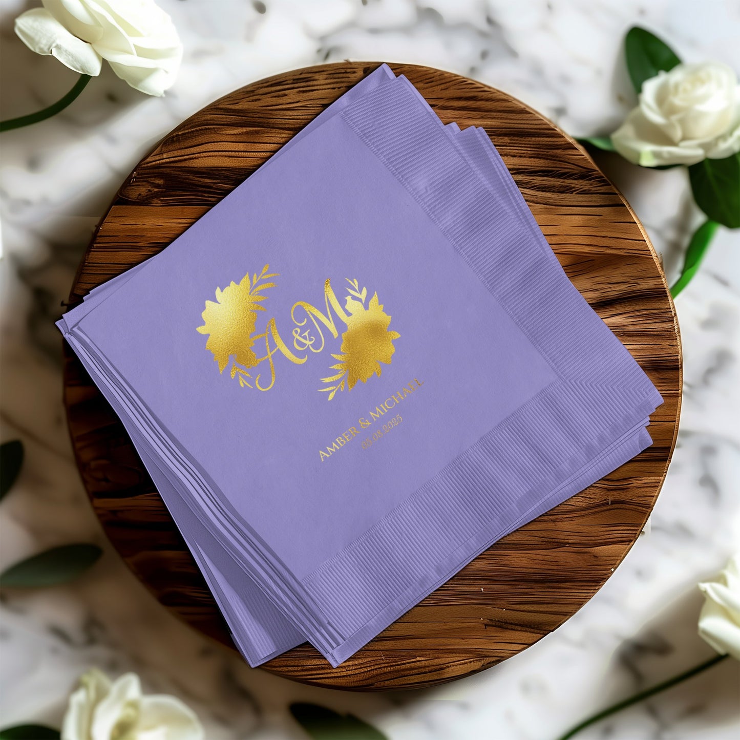 Personalized Lavender Wedding Napkins product type