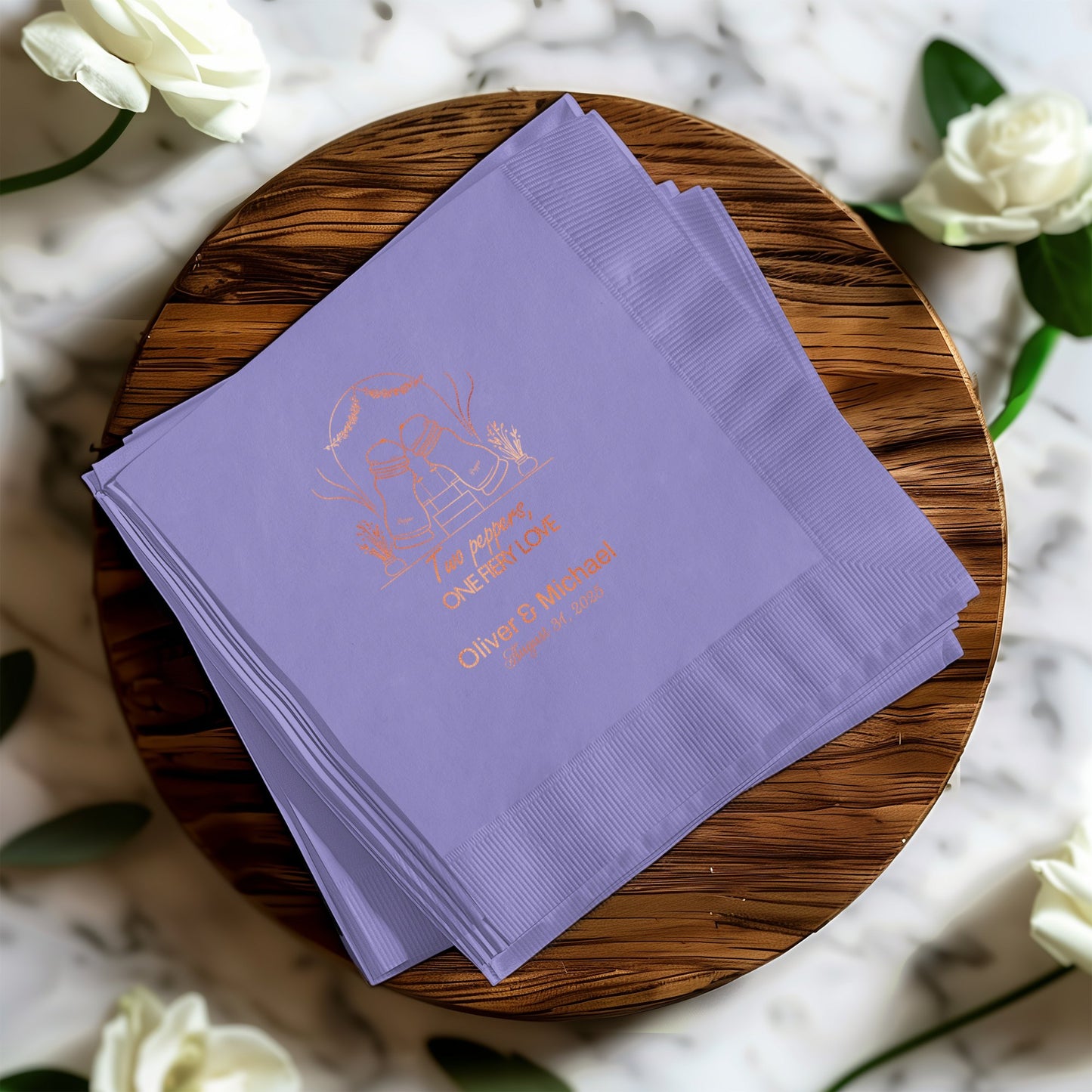 Custom Personalized Purple Wedding Napkin product