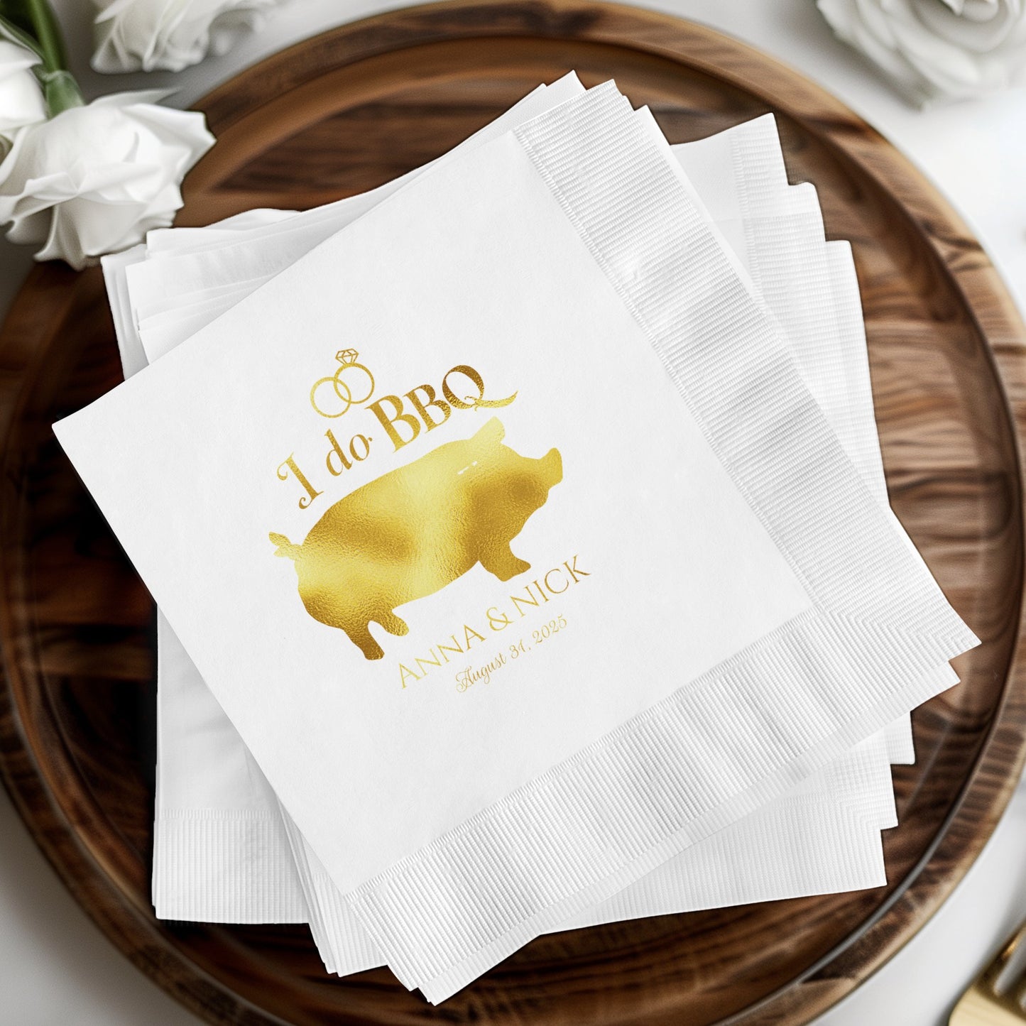I Do BBQ Pig Wedding Personalized Napkins product