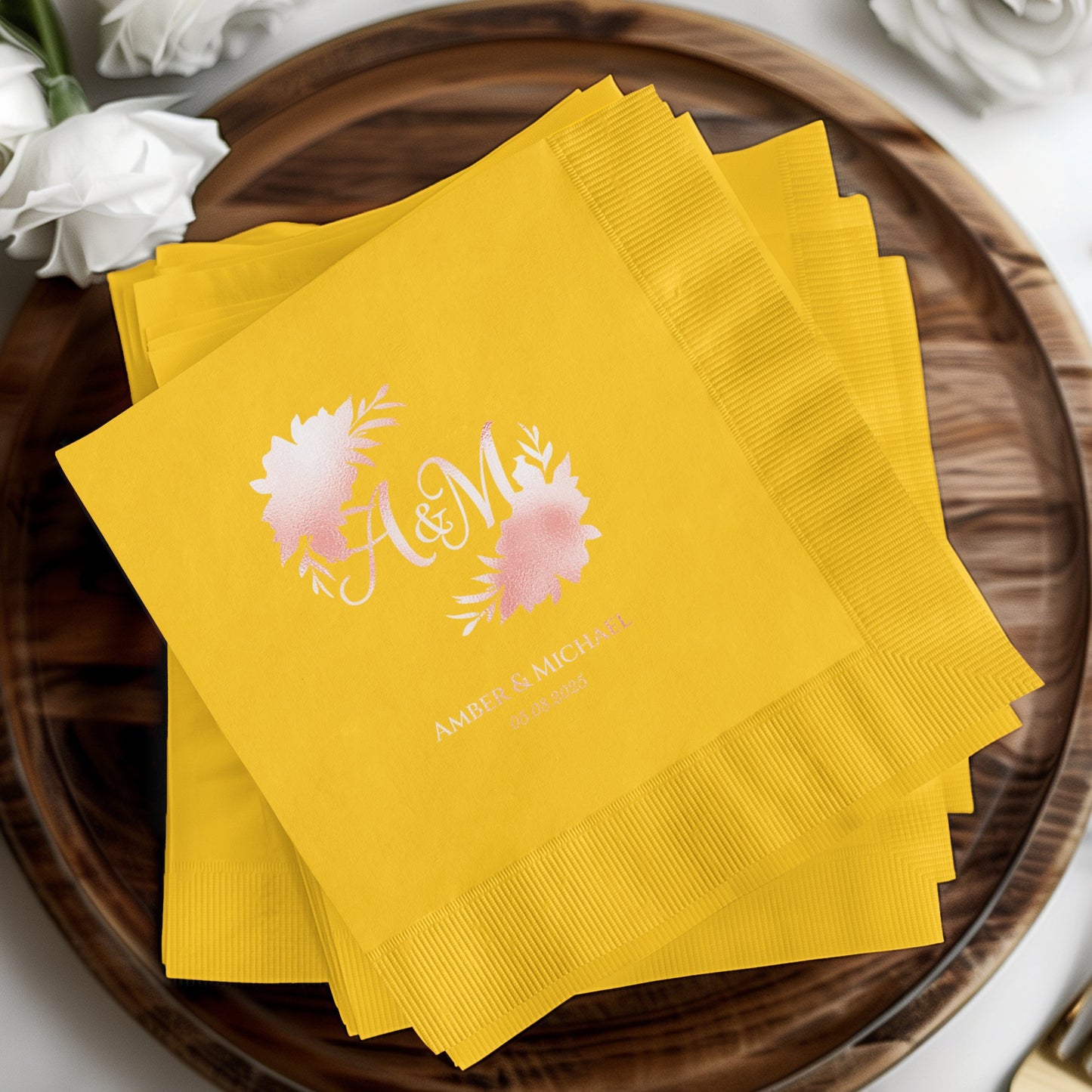 Custom Elegant Floral Design Monogram Napkin product