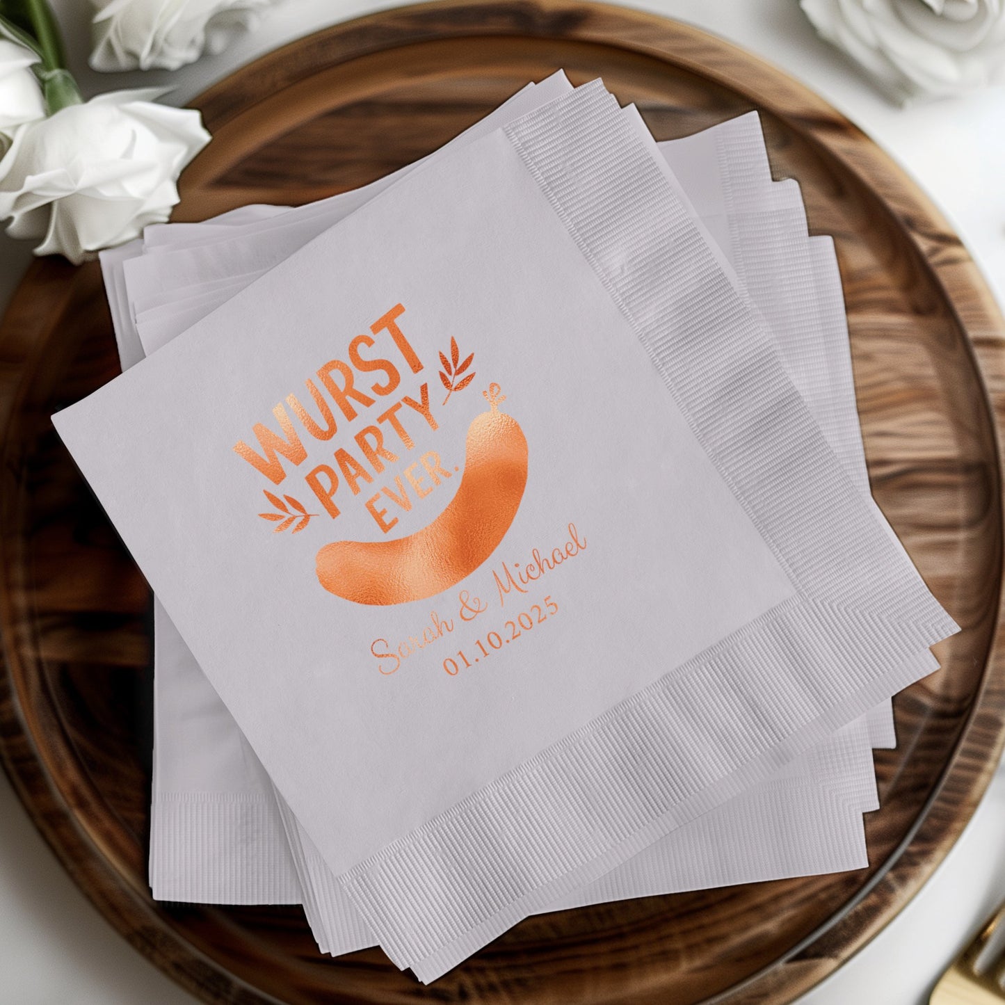 Custom White Wurst Party Event Personalized Napkins product