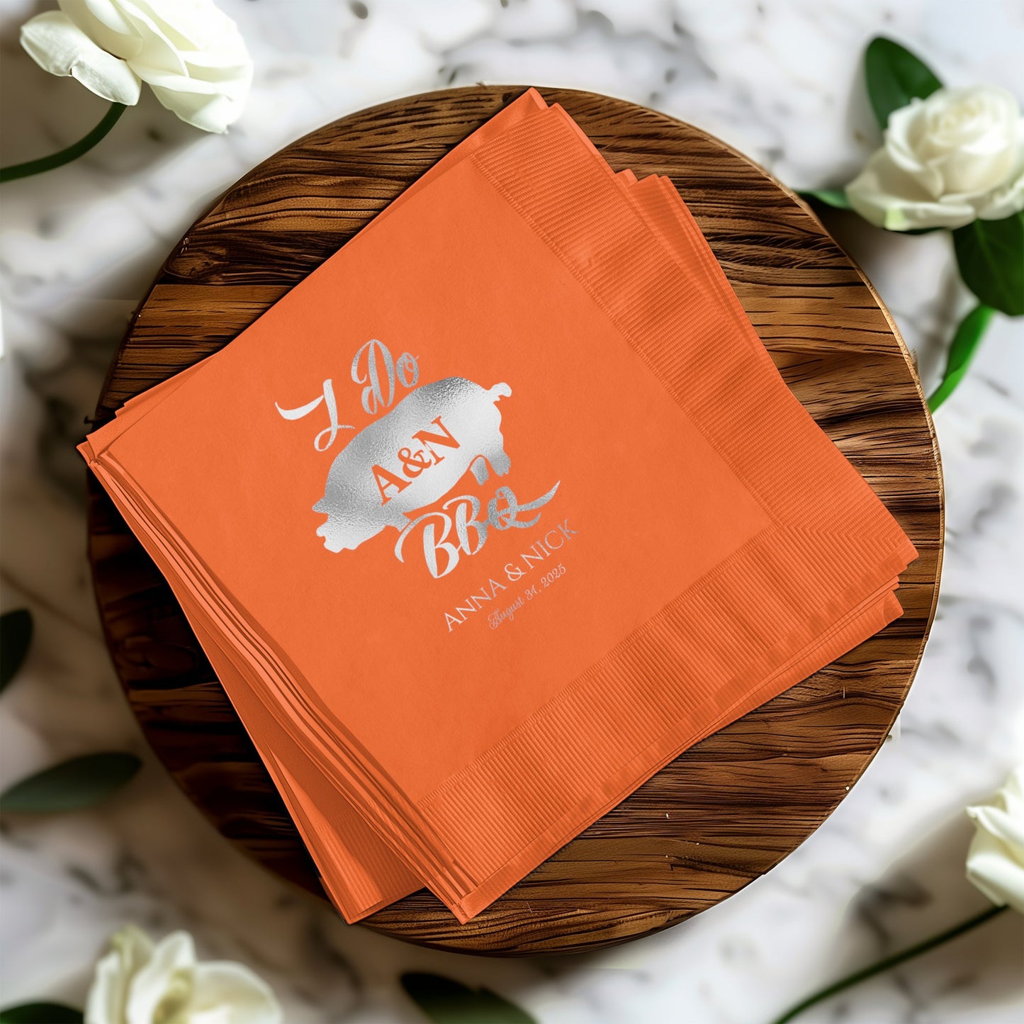 Custom Orange Party Napkins for Special Event product