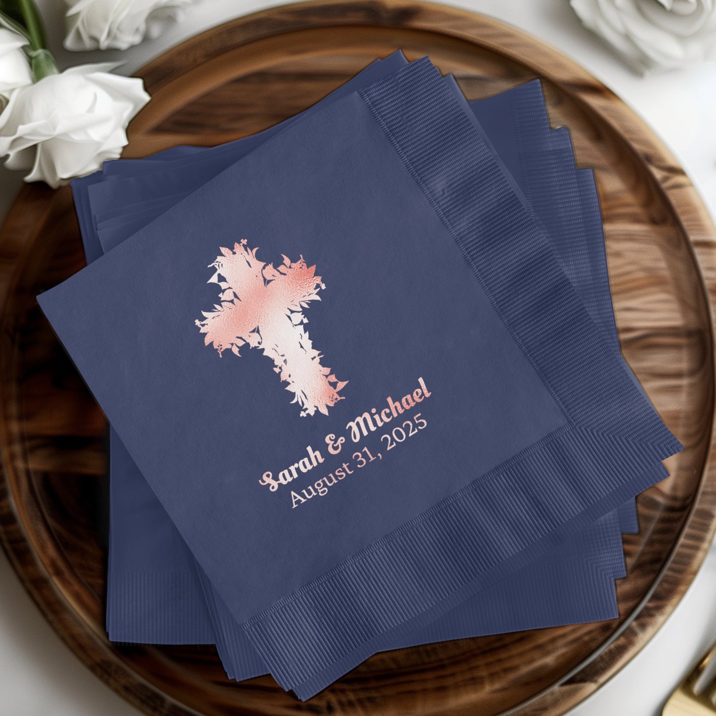 Personalized Cross Napkins Sarah Michael Wedding product