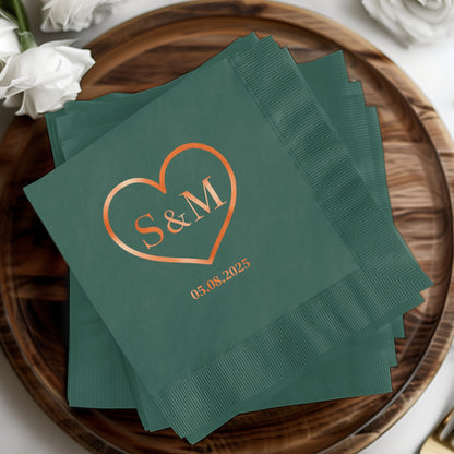 Personalized S&M 05.08.2025 Heart Design Party Napkin Product