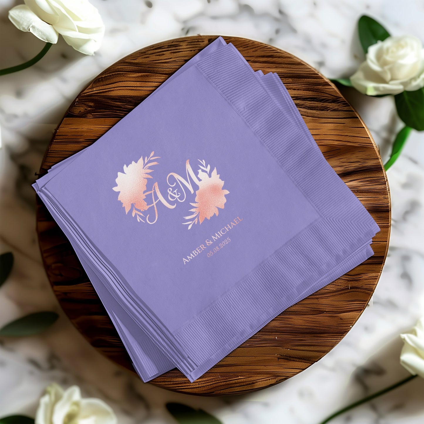 Personalized Floral Monogram Wedding Napkins product