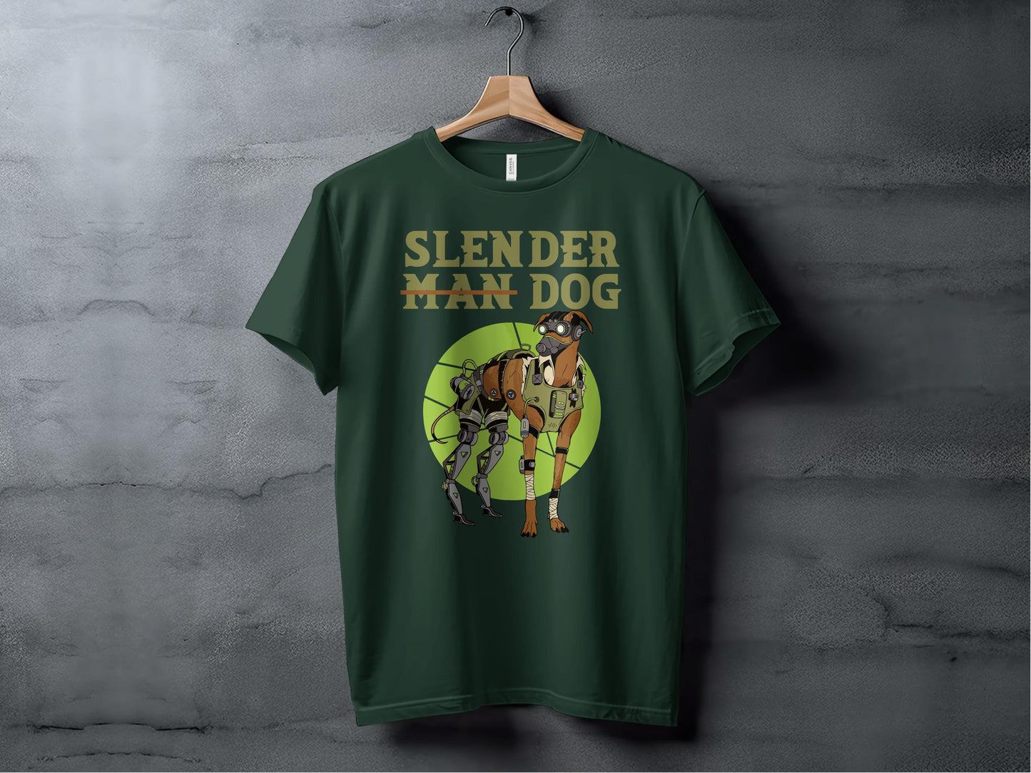 Slender Man Dog Graphic Print Green T-Shirt product type