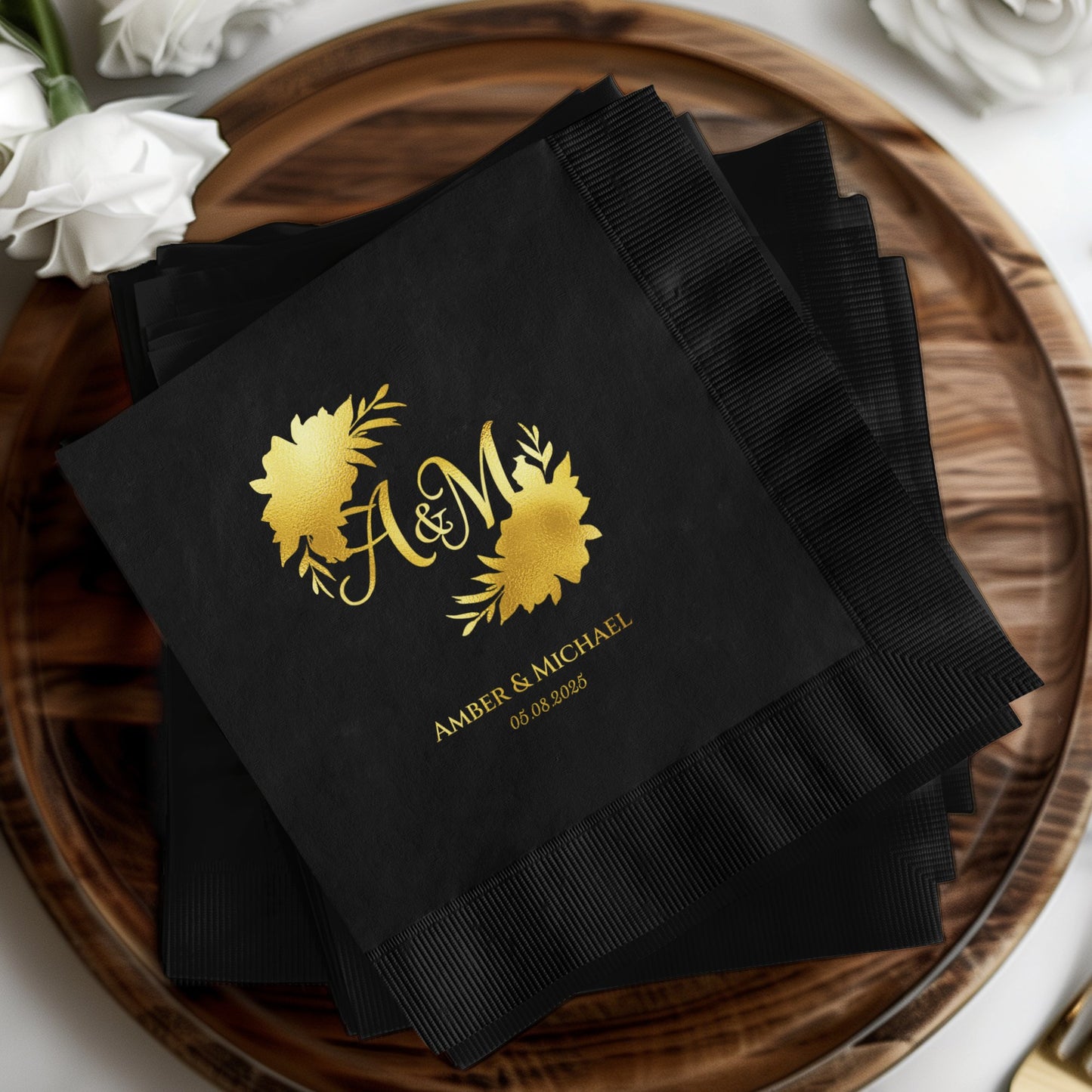 Custom Monogrammed Wedding Napkins Elegant Party Product