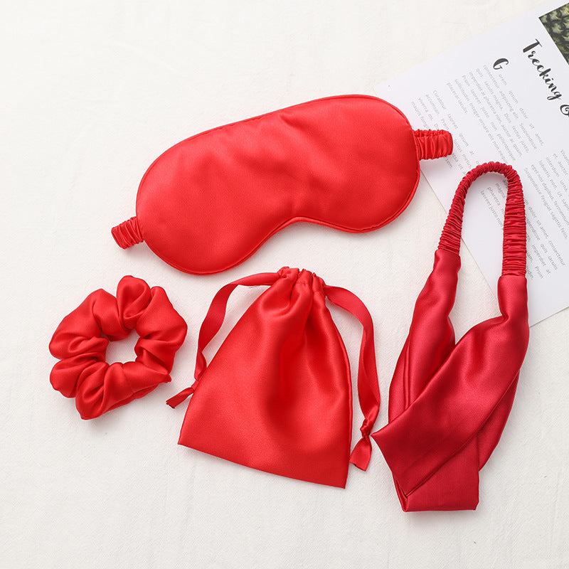 Faux Silk Eye Mask Four-piece Set