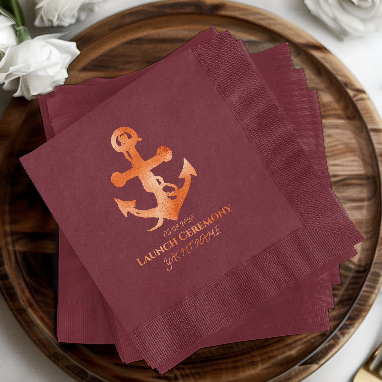 Launch Ceremony Yacht Name Custom Napkins product type