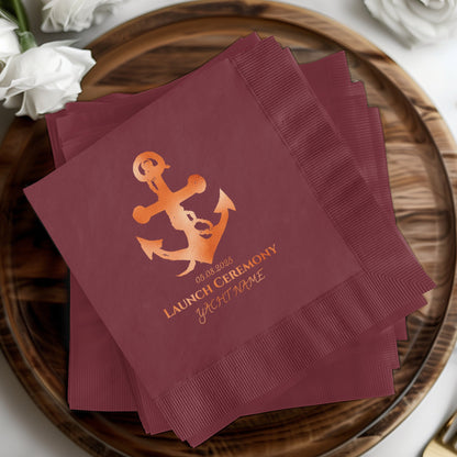 Launch Ceremony Yacht Name Custom Napkins product type