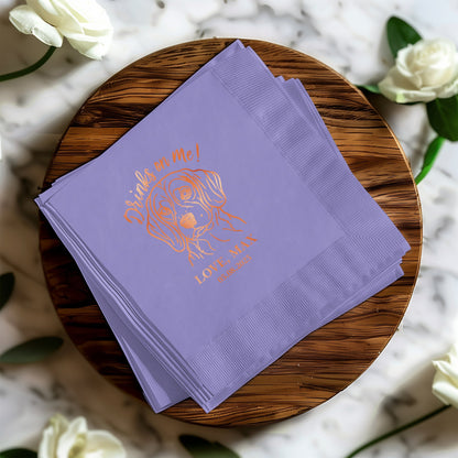 Unique Customized Purple Dog Design Napkin product type